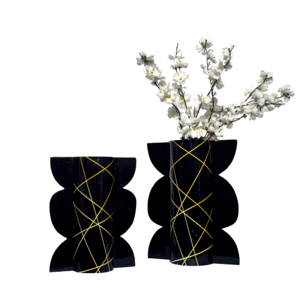 black and gold vase set