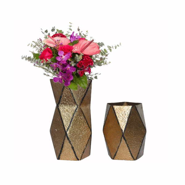 geometric gold vases