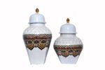 Ornate White & Multicolor Metal Iron Ginger Jar Set – Decorative Storage Jars (Set of 3) - Image 3