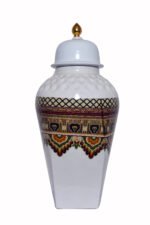 Ornate White & Multicolor Metal Iron Ginger Jar Set – Decorative Storage Jars (Set of 3) - Image 2