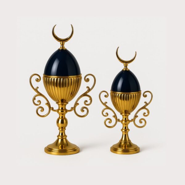 Elegant Black & Gold Crescent Decorative Iron Showpiece – Set of 2