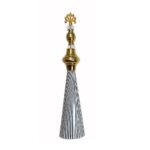 Black & White Striped Decorative Cone Set with Gold Accents – Modern Iron Home Décor Pieces (Set of 2)
