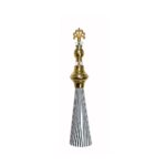 Black & White Striped Decorative Cone Set with Gold Accents – Modern Iron Home Décor Pieces (Set of 2)