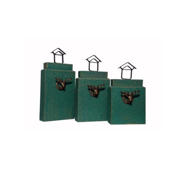 Vintage Green Deer Vase Set of 3