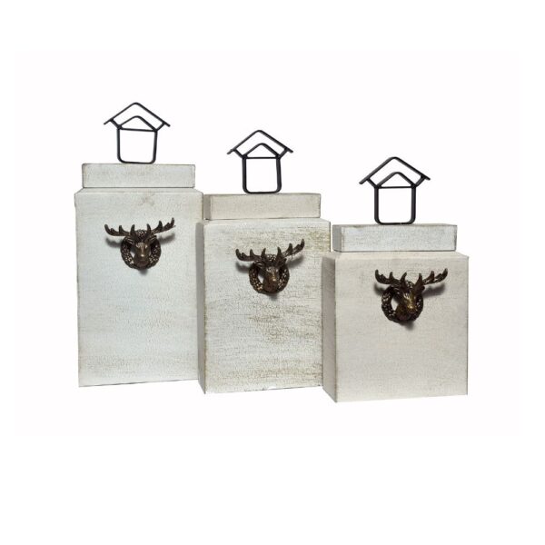 Speckled White Deer Decor Set -set of 3