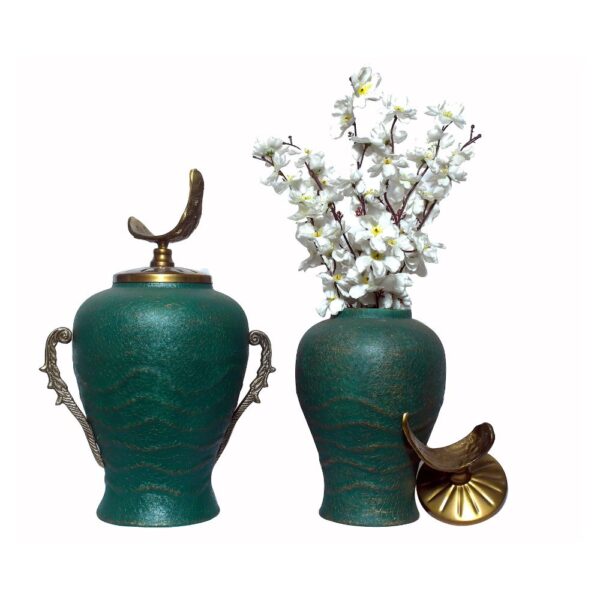 Antique Green Decorative Vase Set -set of 2