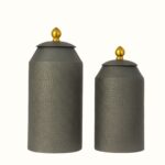 Elegant Grey Decorative Iron Jars – Set of 2