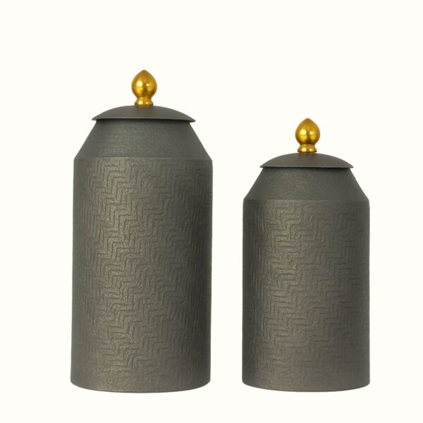 Elegant Grey Decorative Iron Jars – Set of 2
