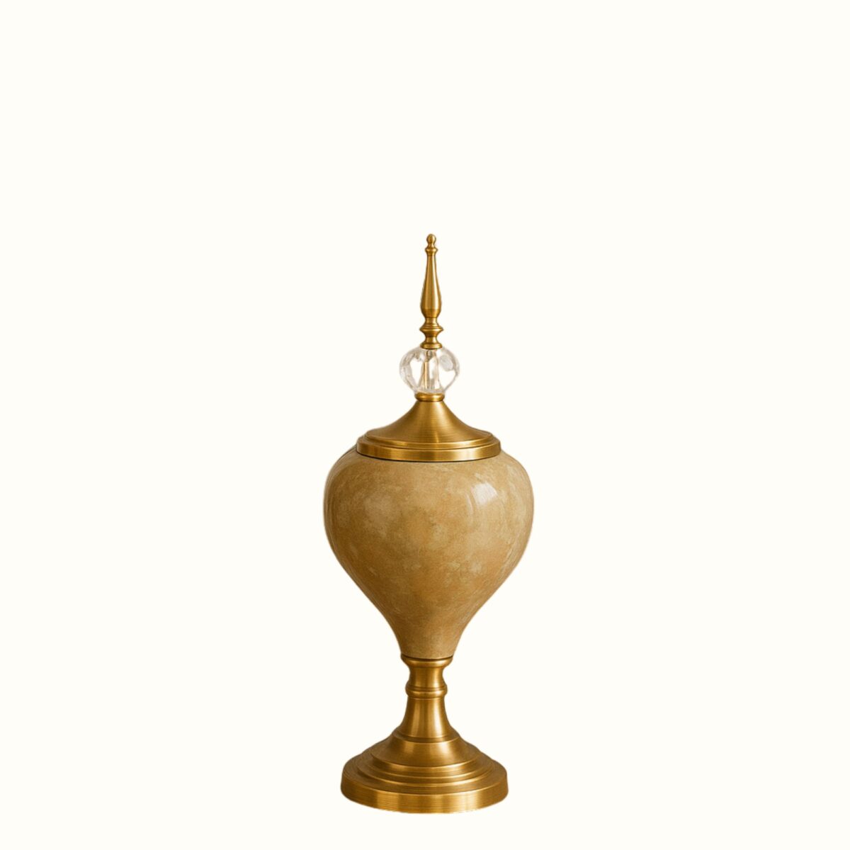 Antique Marble-Finish Decorative Jars with Crystal & Gold Detailing – Set of 2