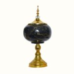 Luxury Black Decorative Jar Set with Golden Iron Base – Set of 2