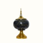 Luxury Black Decorative Jar Set with Golden Iron Base – Set of 2