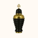 Black & Gold Designer Ginger Jar Set with Crown Finial – Set of 2