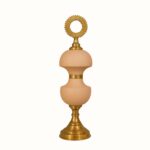 Peach & Gold Decorative Jar Set with Radiant Ring Finial – Set of 2