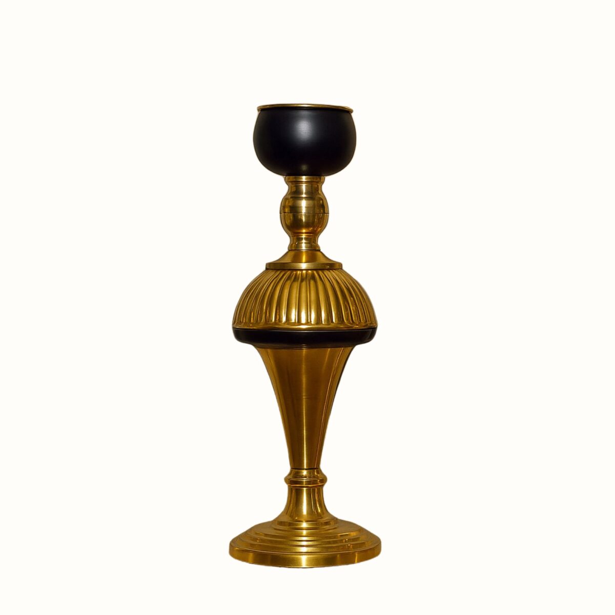 Premium Brass & Black T-Light Holder Set – Elegant Decorative Accent (Set of 2)
