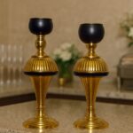 Premium Brass & Black T-Light Holder Set – Elegant Decorative Accent (Set of 2)