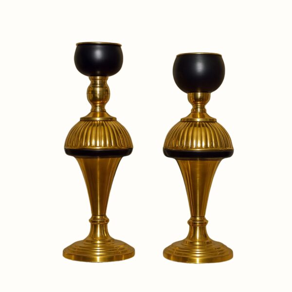 Premium Brass & Black T-Light Holder Set – Elegant Decorative Accent (Set of 2)