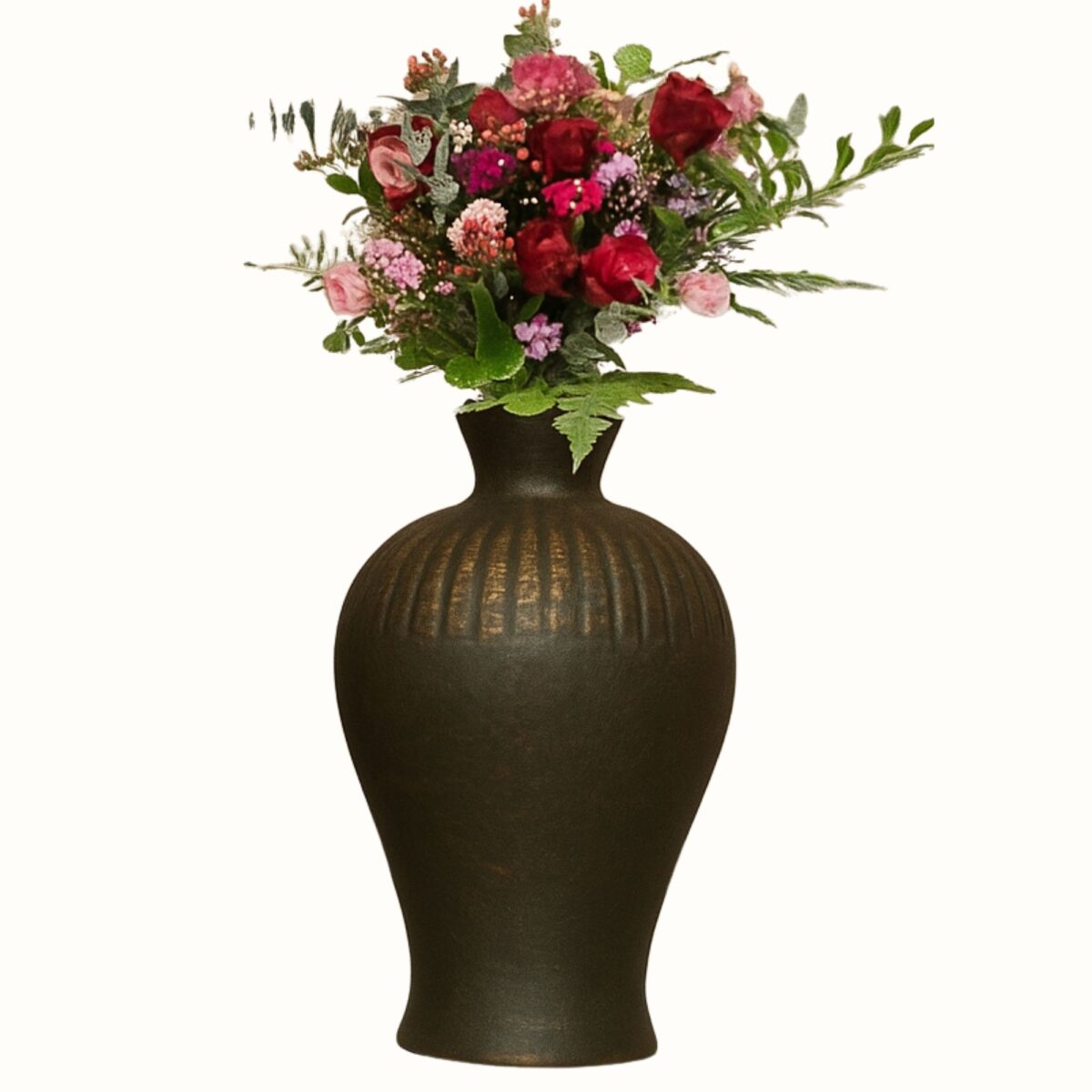 Antique Bronze Textured Flower Vase Set – Set of 2