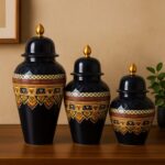 Elegant Iron Ginger Jar with Traditional Pattern & Decorative Lid