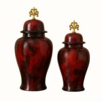 Handcrafted Decorative Ginger Jar Iron with Elegant Lid – Marbled Finish