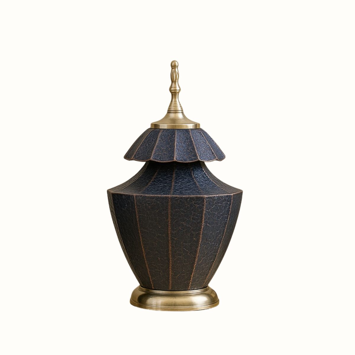 Royal Blue Crackle-Finish Decorative Jars with Double-Layered Lids – Set of 2
