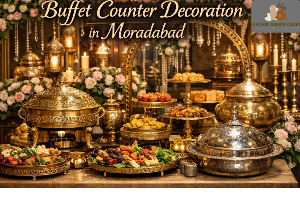 Buffet Counter Decoration in Moradabad with decorative buffet display props