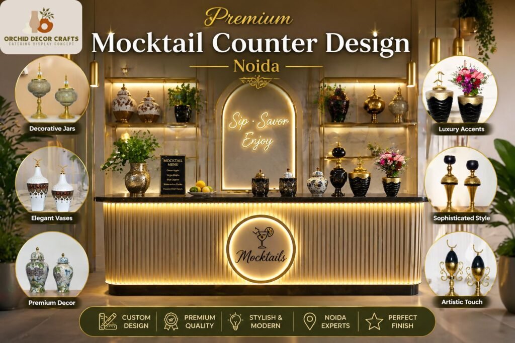 Mocktail Counter Design Noida with premium LED setup for weddings and events