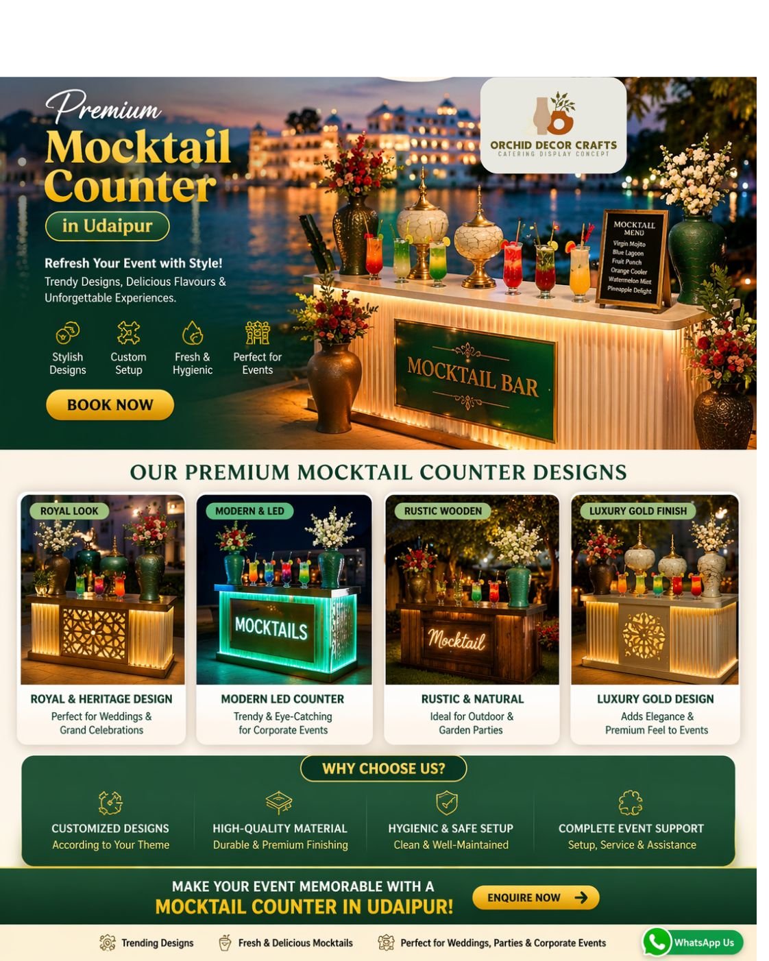 Premium Mocktail Counter in Udaipur with stylish decorative setup for weddings and events