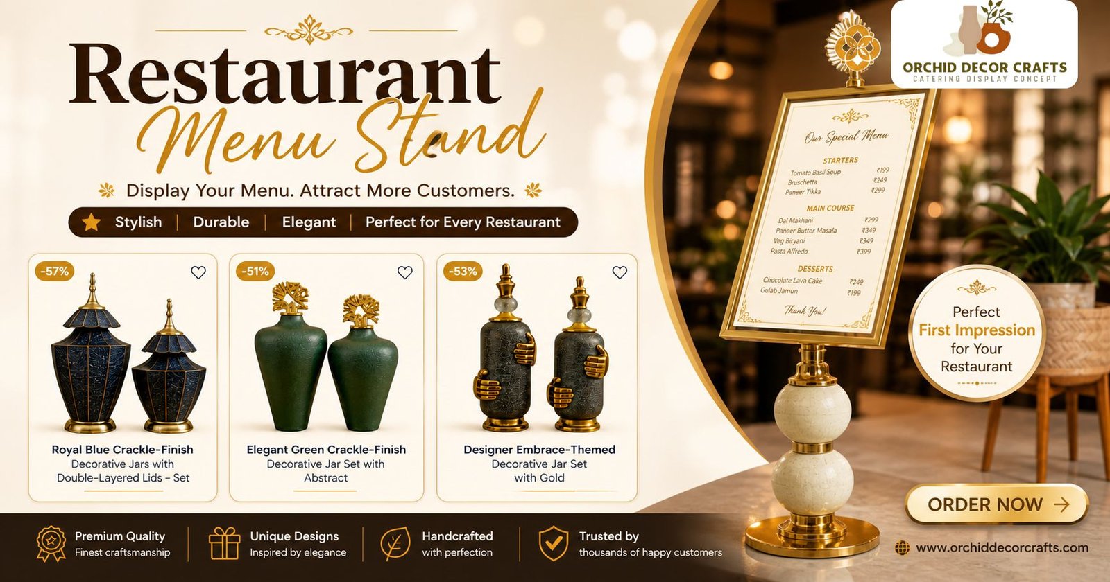 Premium Restaurant Menu Stand Udaipur with elegant and modern design for hotels and cafes