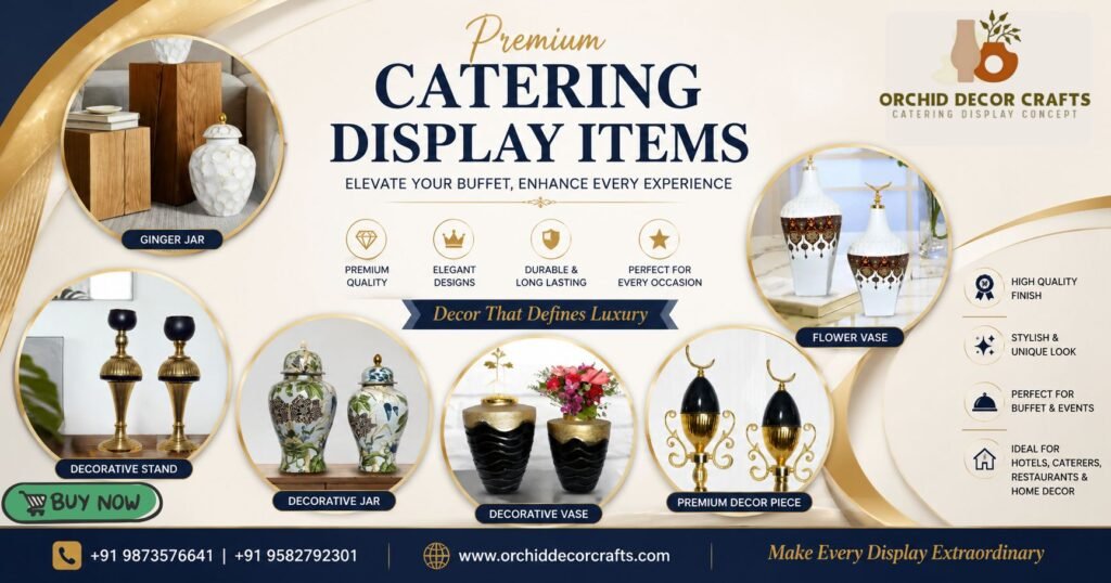 Premium decor collection featuring decorative jars, flower vases, ginger jars, and luxury home decor accessories by Orchid Decor Crafts.