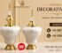 Restaurant Menu Stand in Noida promotional banner featuring premium decorative jars with elegant gold detailing, luxury display setup, Orchid Decor Crafts branding, and contact numbers for enquiries.